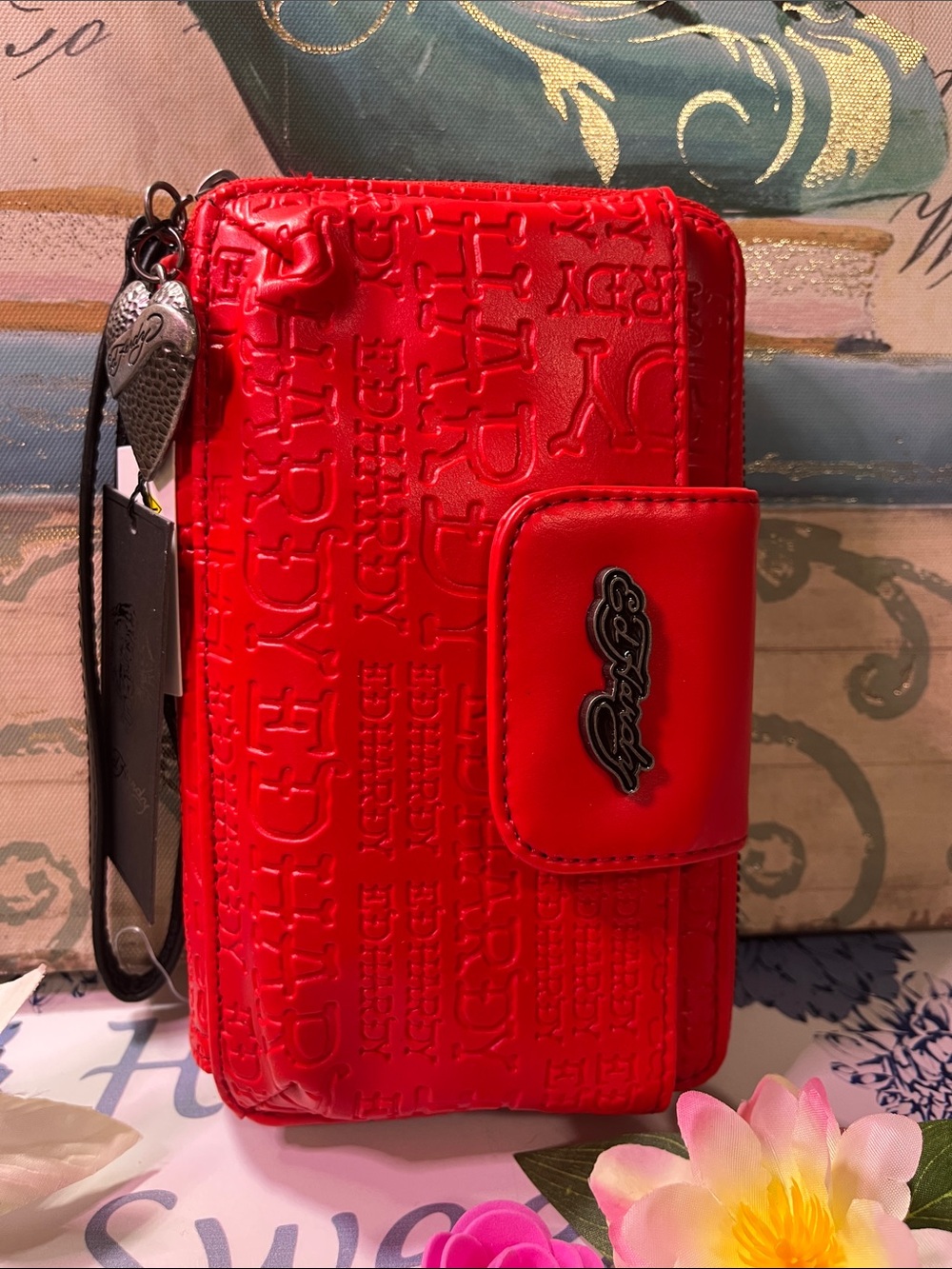 Ed Hardy Red Phone Wallet Case with Wrist Strap - Unbranded